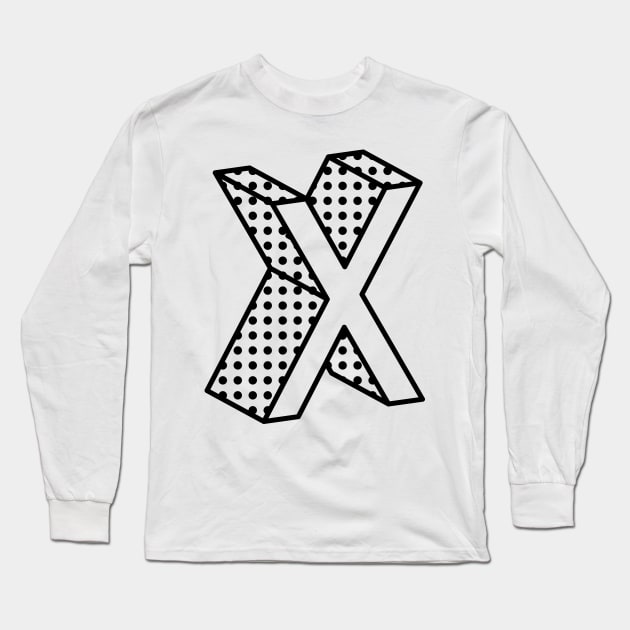 3D Ben Day Dot Isometric Letter X Long Sleeve T-Shirt by murialbezanson